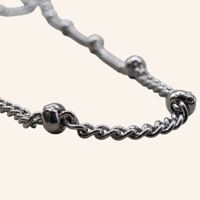 Cable Link Chain Necklace with Half Beads - Gold - 1mm - Item 904
