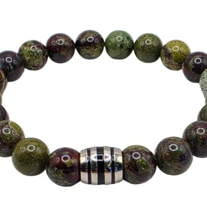 Bloodstone Gemstone Bracelet: Style-521 (10mm)