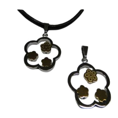 Stainless Steel Pendant: SSP-465 29mm (Steel) Flowers