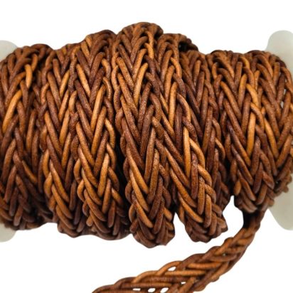 Tuscon Braided Leather Cord - 14x3.5MM - Dark Natural