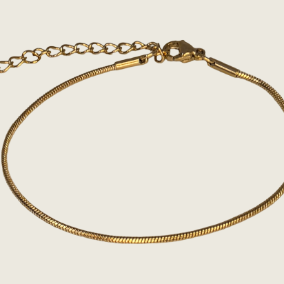 Soft Round Snake Chain Bracelet - Gold - 1mm - Item 901