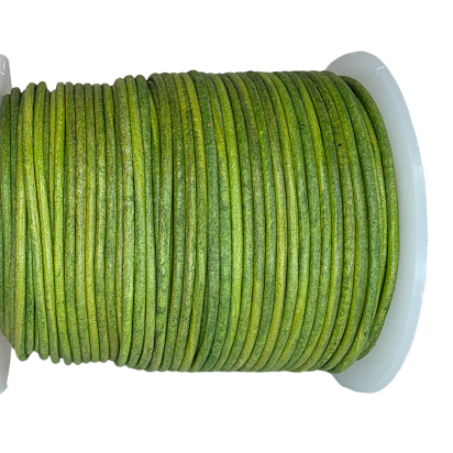 Round Leather Cords Vintage Light Green 1.5mm