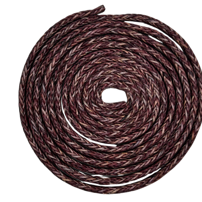 SPIRAL BRAIDED LEATHER CORDS - 8X4MM - VINTAGE FUCHSIA