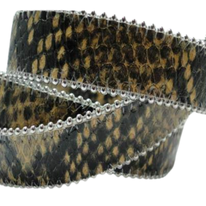 Flat Nappa Leather with Chains - 20mm - Mustard Python