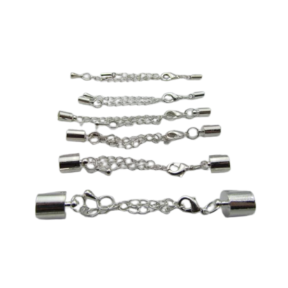 Brass extension chain with lobster clasp- FI7012 - Silver - 8mm