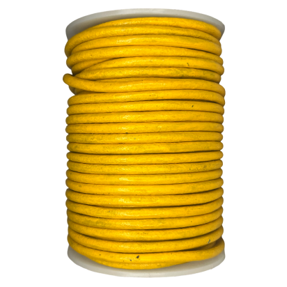 Round Leather Cord - 4mm - Sunshine Yellow