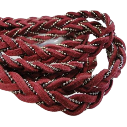 Faux Suede cords with chains-10mm-fuchsia