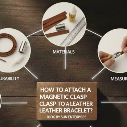 How do you attach a magnetic clasp to a leather bracelet?