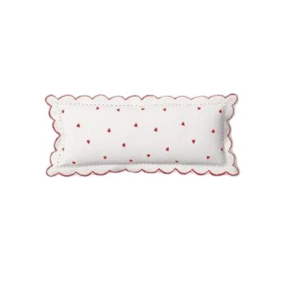 White Cotton Cushion with Hearts
