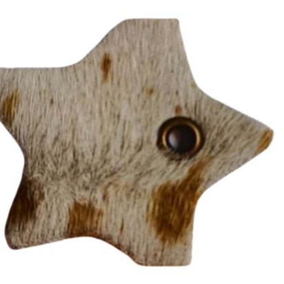 KC-Key Cord Star Shape 4cm cow white and yellow