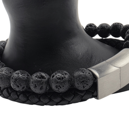 Combination Gemstone and Leather Bracelet - Style 155