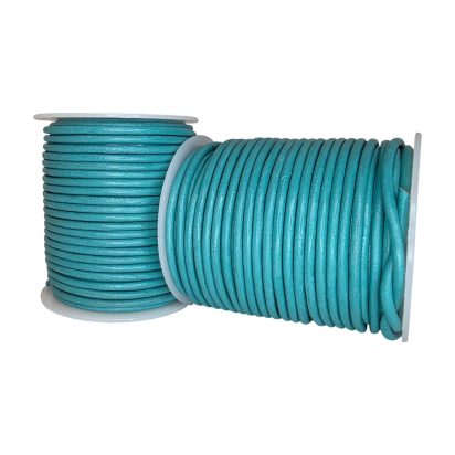 Round Leather Cord  - 3mm- Turquiose