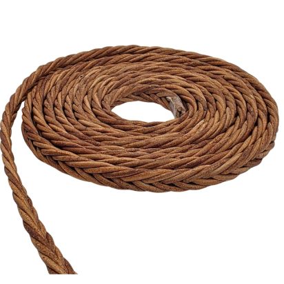 Kansas Braided Leather Cord - 8x3mm - Dark Natural