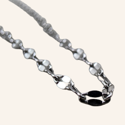 Puka Shell Chain Necklace - Silver - 1mm - Item 994