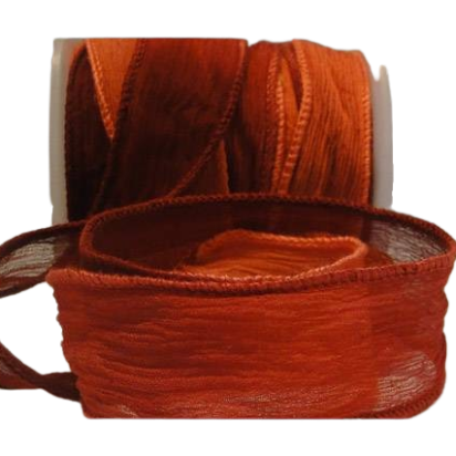 Hand dyed silk ribbons - Dark Orange