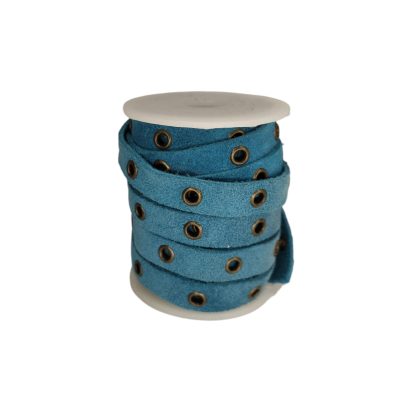 Suede Leather cords with Rivet - 10mm - turquoise
