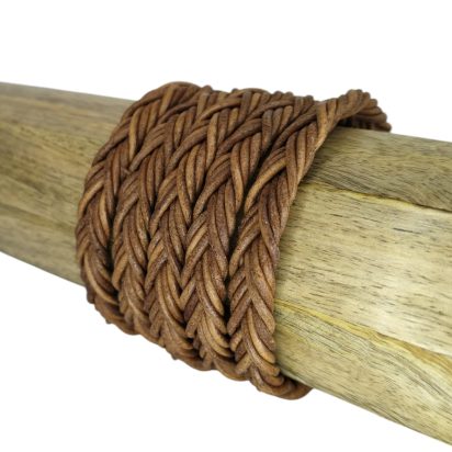 Ibiza braided leather cords - 10*5mm- vintage dark tan