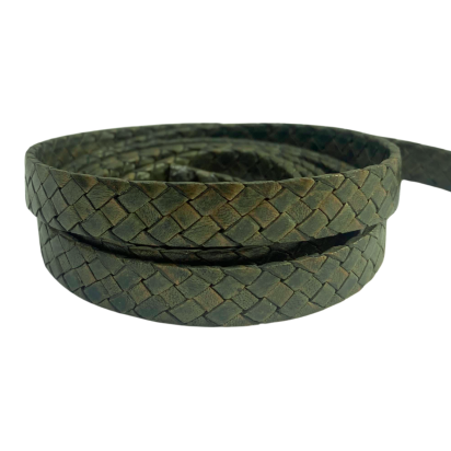 Brazil braided leather cords- 8*2.2mm - vintage green