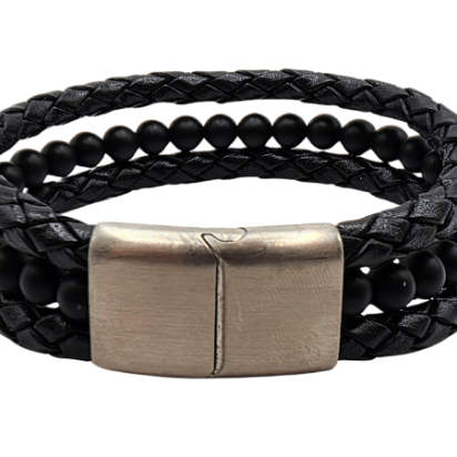 Combination Gemstone and Leather Bracelet - Style 157