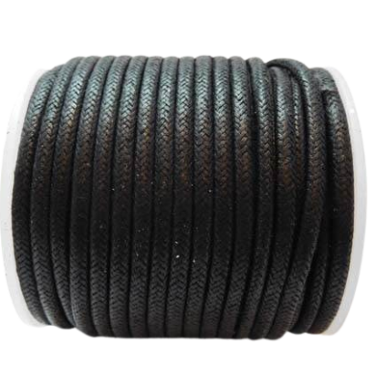 Round Wax Cotton Cords - 3mm - Black