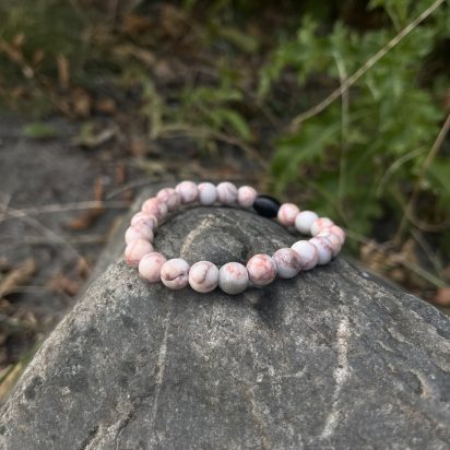 Red Network Stone Gemstone Bracelet: Style-503 (8mm)