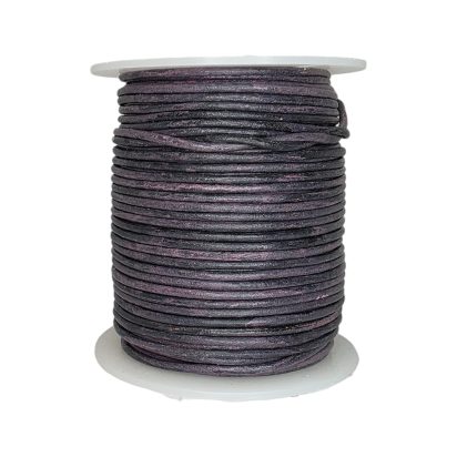 Round Leather Cord Black/Pink 2mm