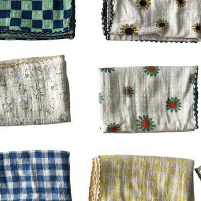 Blue and White Patterned Towels