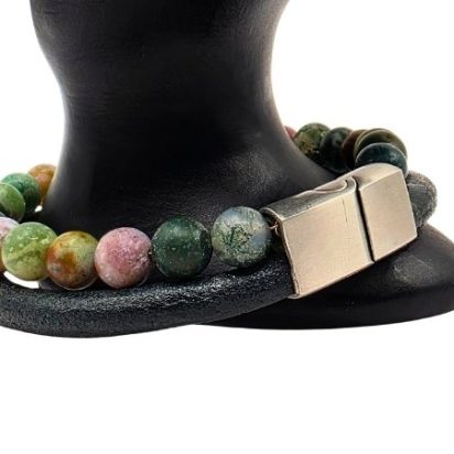 Combination Gemstone and Leather Bracelet - Style 161