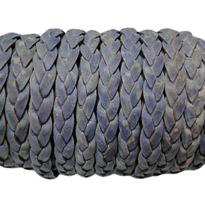 Choti Braided Leather Cords - 10mm - Vintage Blue