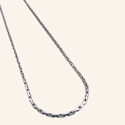Square Boston Chain Necklace - Silver - 2mm - Item 985