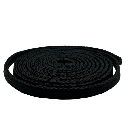 SPIRAL BRAIDED LEATHER CORDS - 8X4MM - MATT BLACK