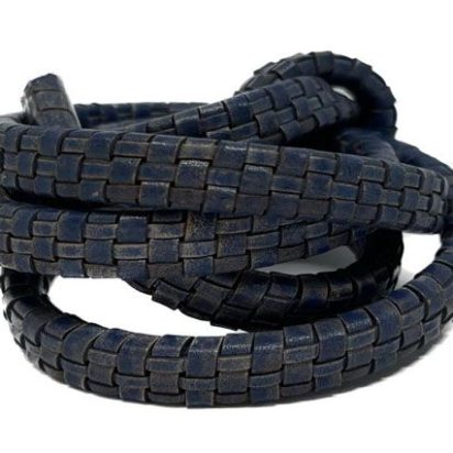 Oval Braided Carpet Style - 11.2x6.3mm - Vintage Navy Blue