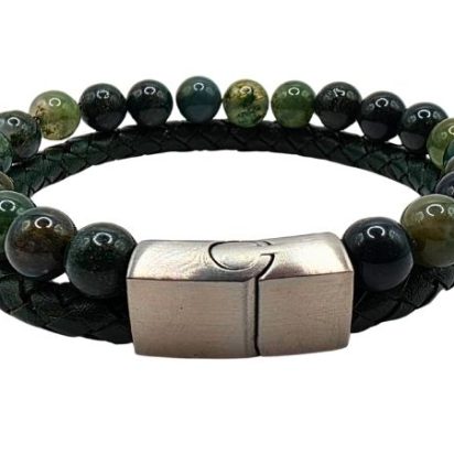 Combination Gemstone and Leather Bracelet - Style 159