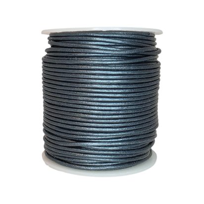 Round leather cord-2mm-Metallic Royal Blue