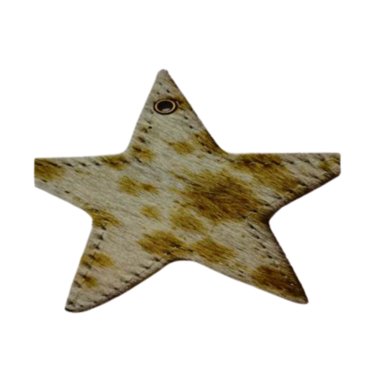 KC-Key Cord Star Shape 8cm cow white and yellow