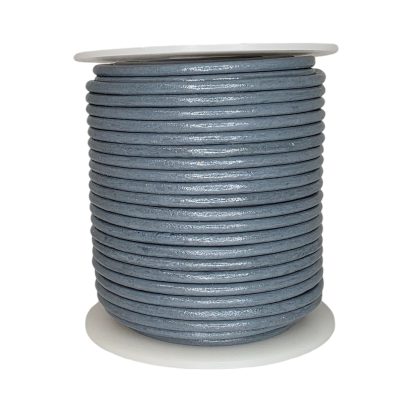 Round Leather Cord 3mm Grey/Blue