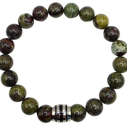 Bloodstone Gemstone Bracelet: Style-521 (10mm)