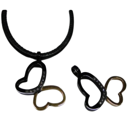 Stainless Steel Pendant: SSP-508 31*23MM (Gold + Black) Butterfly
