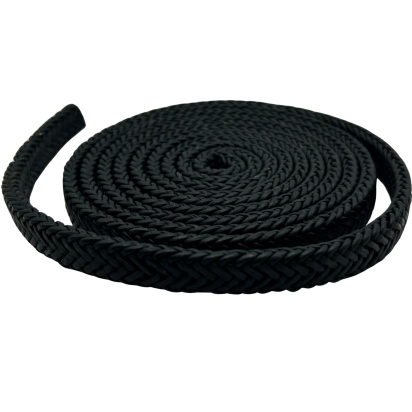SPIRAL BRAIDED LEATHER CORDS - 11X6MM - MATT BLACK