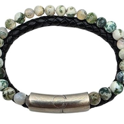 Combination Gemstone and Leather Bracelet - Style 160