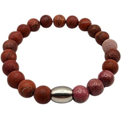 Frosted Red Jasper Gemstone Bracelet: Style-506 (8mm)