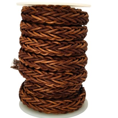 Tuscon Braided Leather Cord - 14x3.5MM - Dark Natural