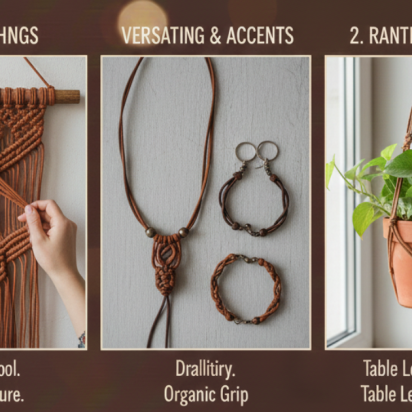 How is round leather cord used for macreme