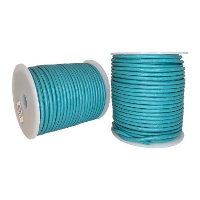 Round Leather Cord  - 3mm- Turquiose