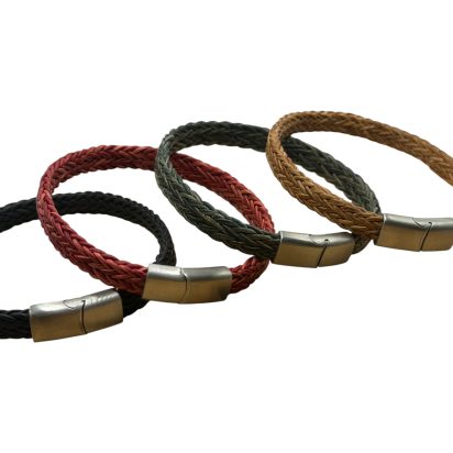 SPIRAL BRAIDED LEATHER CORDS - 8X4MM - VINTAGE RED