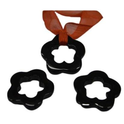 Semi Precious Stones Pendant: 7 (Black) Flower