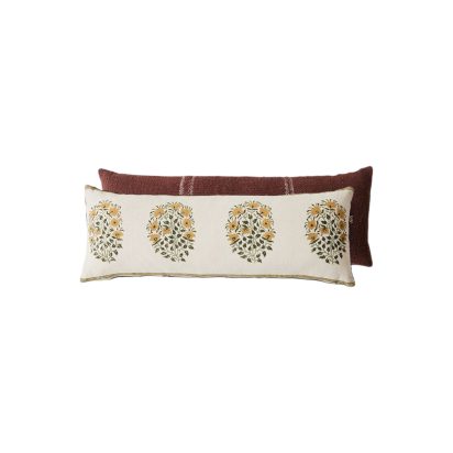 Double Colored Flower Pattern Cotton Cushion