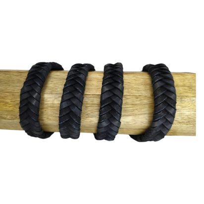 v cross braided leather cord -15mm- DARK BLUE