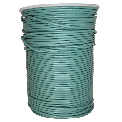 Round Leather Cord - Teal - 2mm