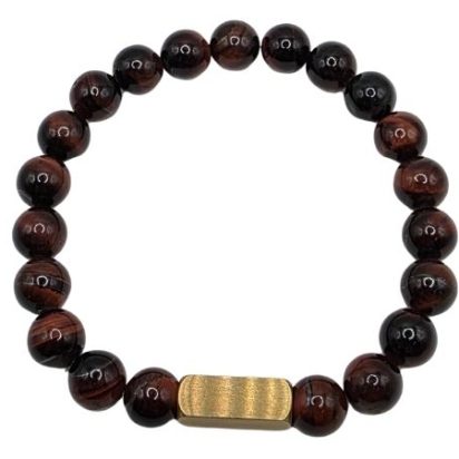 Red Tiger Eye Gemstone Bracelet: Style-538 (8mm)